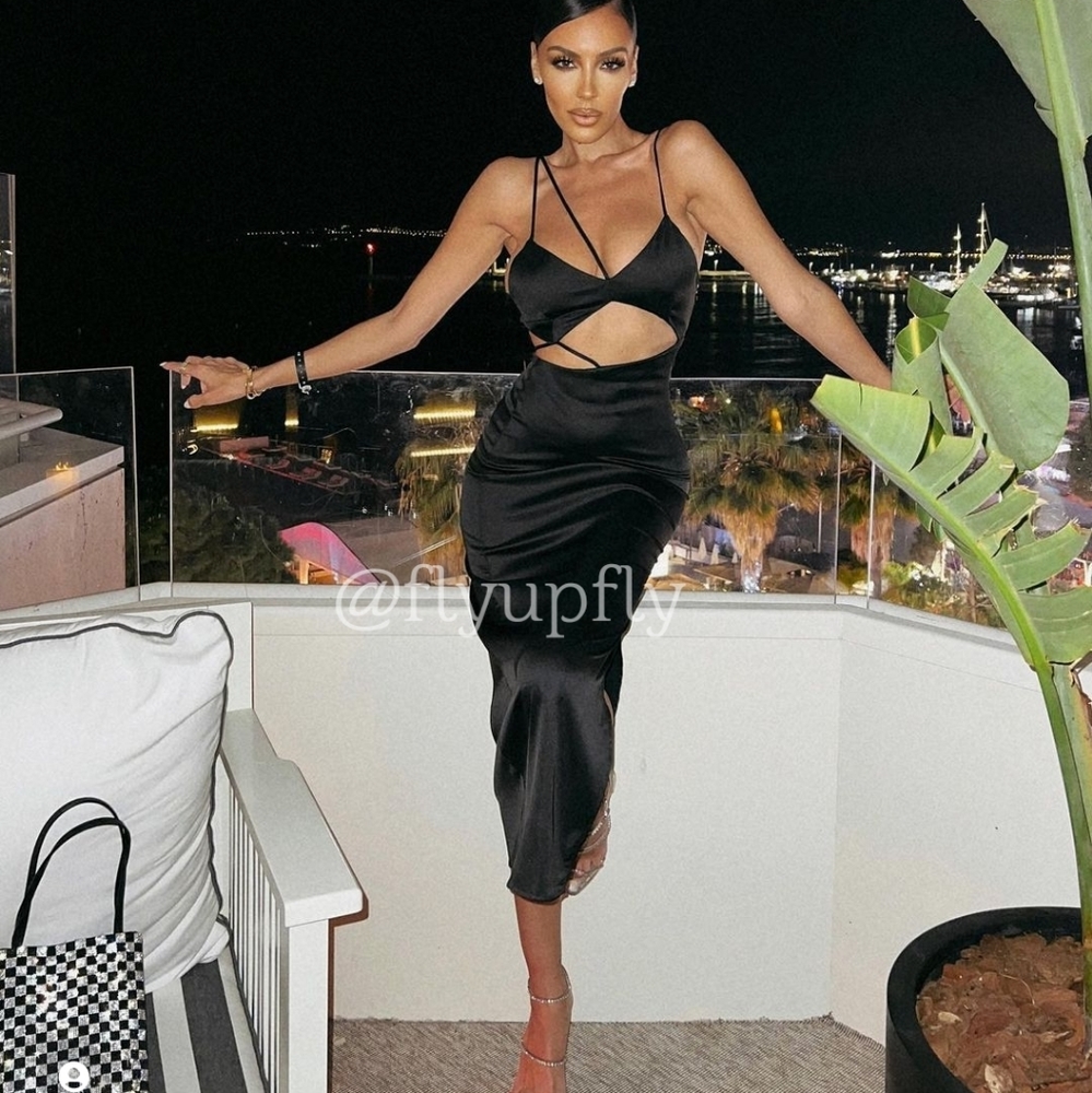 Zara Black Cut-Out Midi Dress